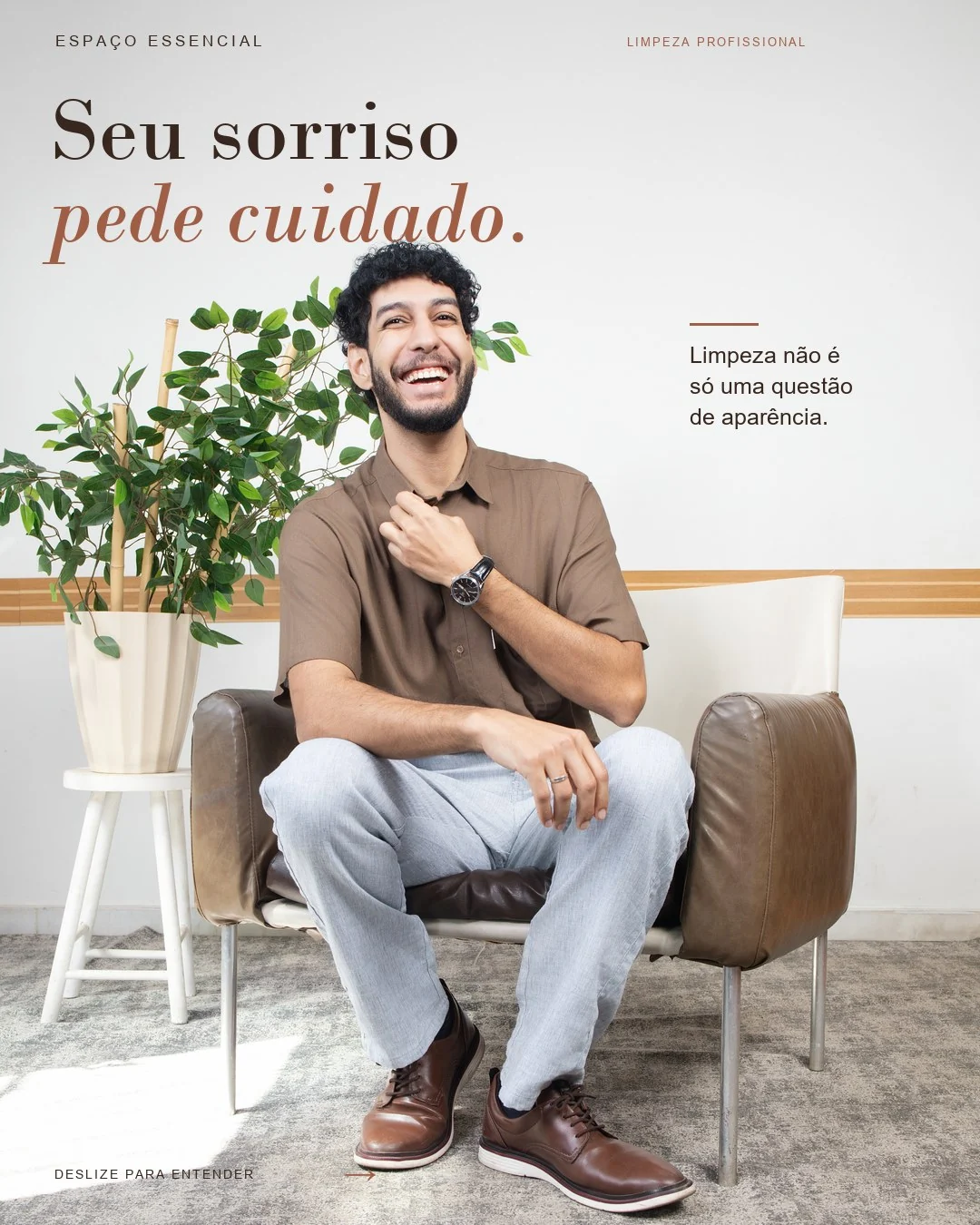 Capa do carrossel A importância da limpeza, criada com o retrato do estúdio